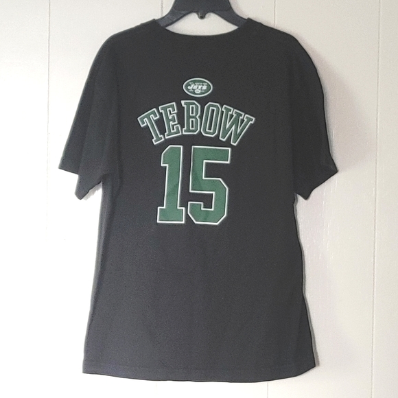NFL New York Jets Tim Tebow #15 Tshirt Youth XL Black Short Sleeve Made in Mexio - Picture 3 of 12